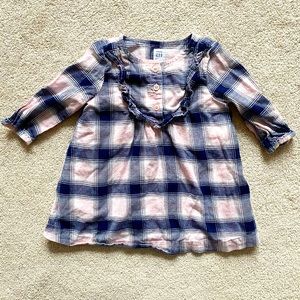 GAP | Navy blue & pink plaid flannel dress